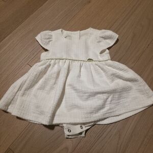 White Tweed Baby Dress with Cap Sleeves